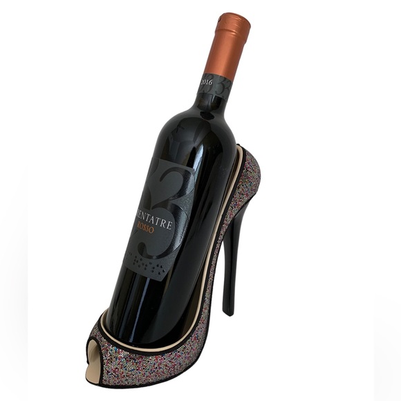 Wild Eye Designs Wine Bottle Stiletto Holder High Heel Shoe Sparkle Bling - Picture 1 of 15